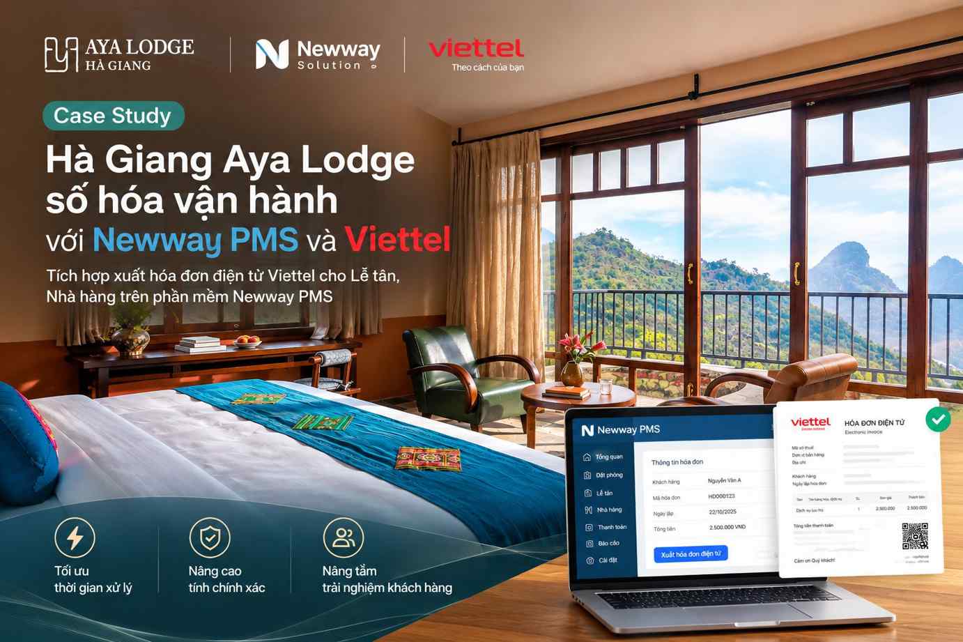 Aya Lodge số hóa vận hành với Newway PMS và Viettel